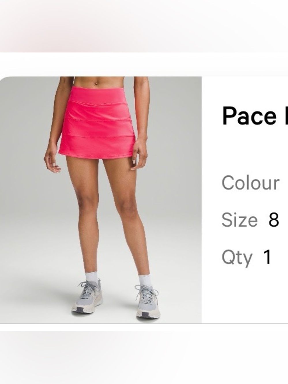 Lululemon Women's Pace Rival Skort in lip gloss